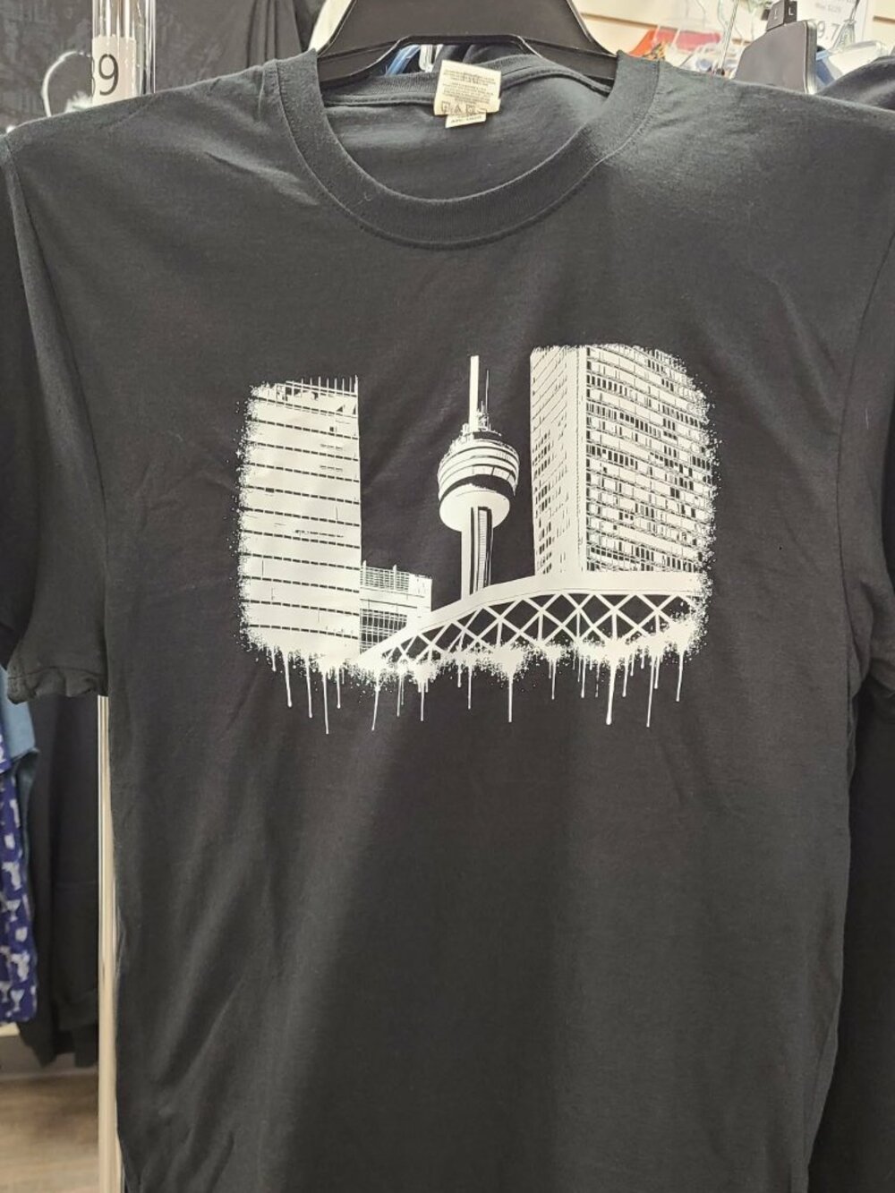 CN Tower Drip Black Large T-Shirt From Independent Artist & Retailer in Toronto